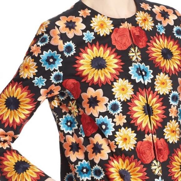 New Alice + Olivia Rory Multicolor Floral Embroidered Long Jacket Coat Size M - Picture 11 of 16